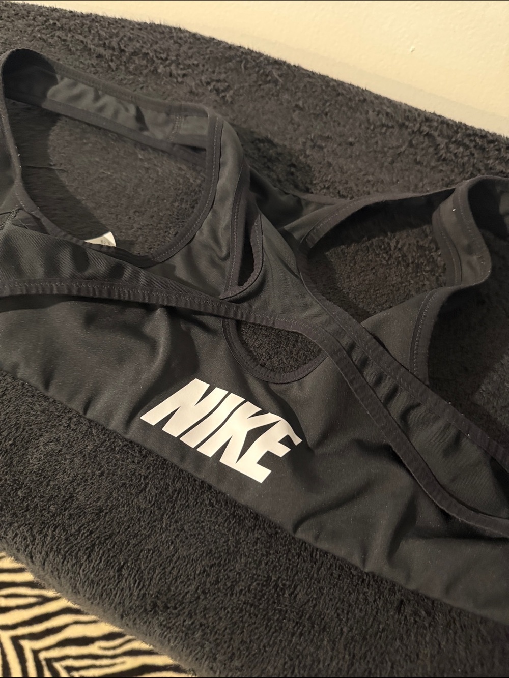 Nike Black Racerback Sports Bra with White Logo